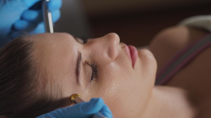 Donna che riceve un trattamento per il viso