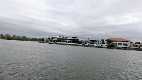 progression of a boat ride through a cityscape