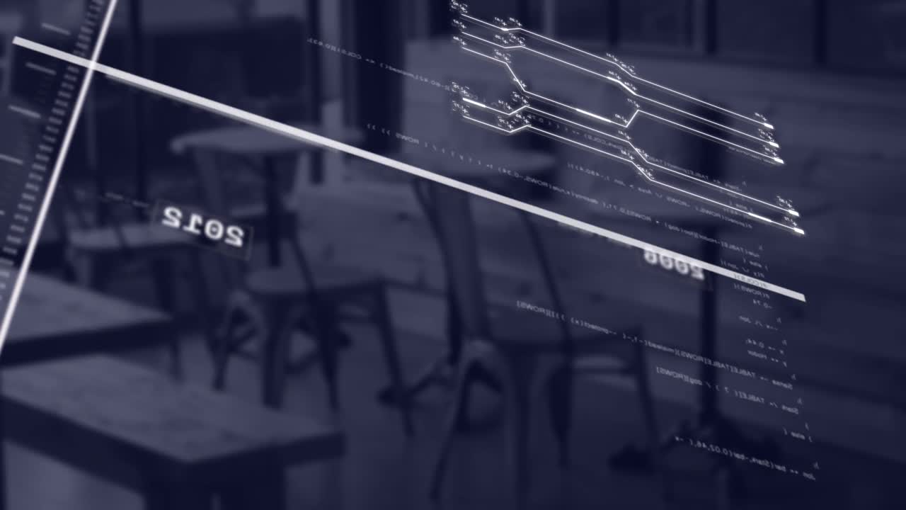사무실의 비어있는 카페에 대한 데이터 처리와의 인터페이스의 애니메이션