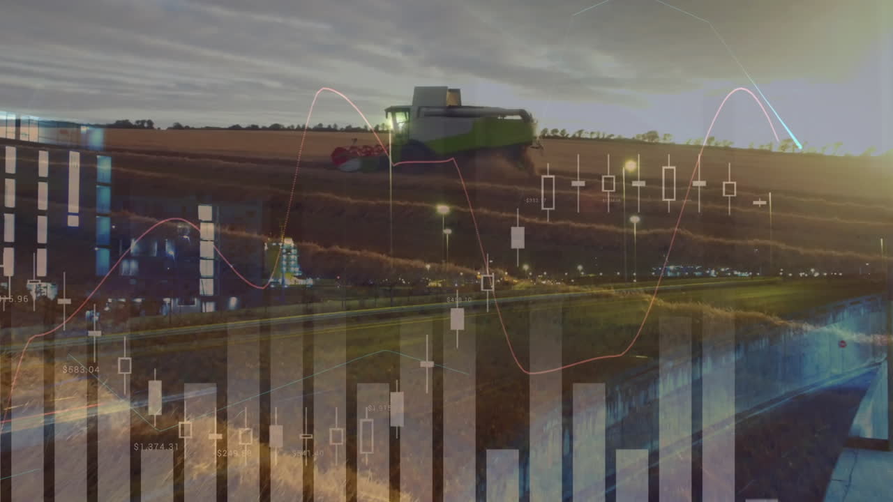 농업 분야에서 금융 데이터 처리의 애니메이션을 결합합니다.