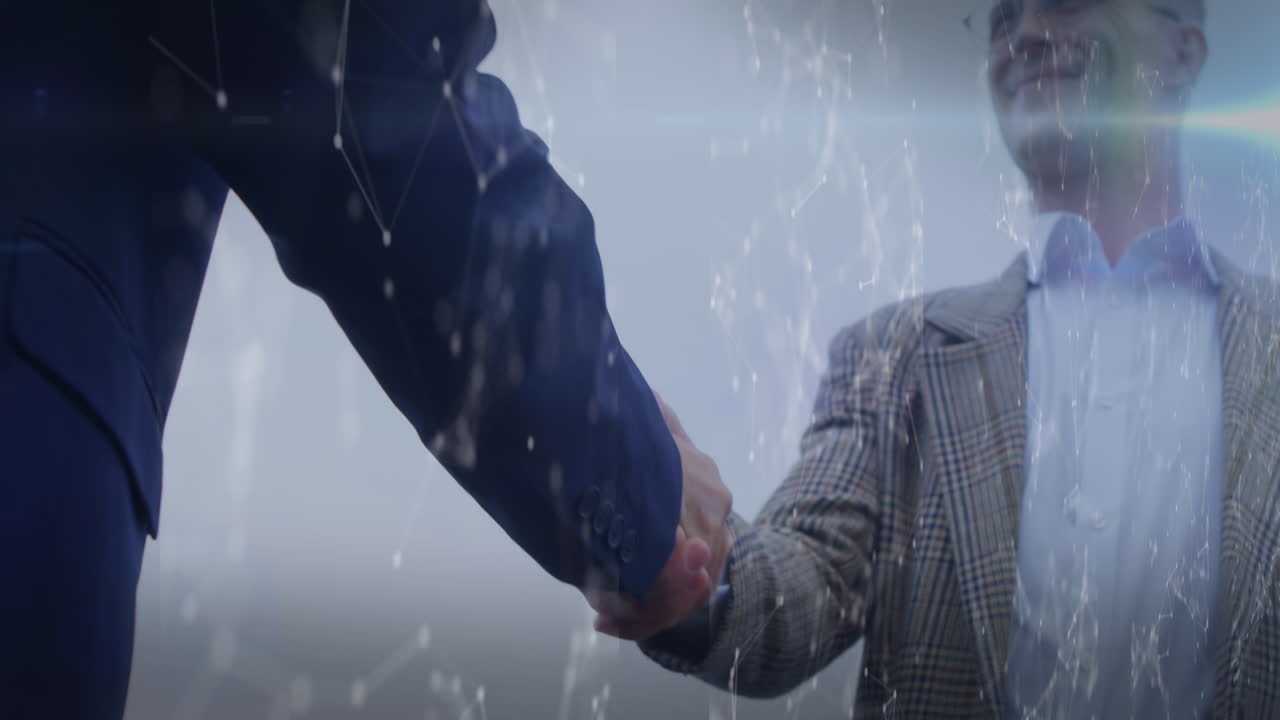 다양한 사업가들이 손을 흔들며 연결망의 애니메이션