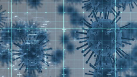 animation of lines over virus cells on white background