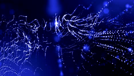4k 3d render de partículas de brillo como fondo dinámico sin costuras abstracto con profundidad de campo y bokeh. ciencia ficción o microcosmos, espacio o espacio abstracto digital. animación de bucle 3d. cuerdas azules 6