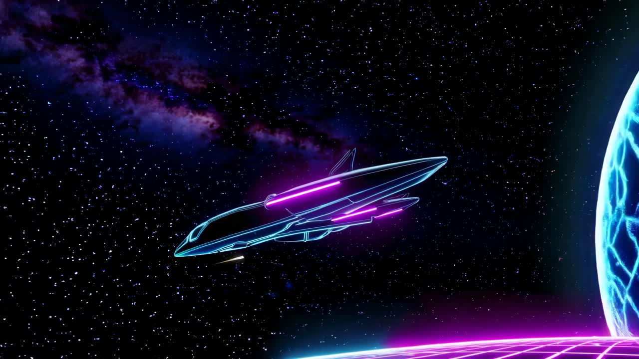 우주에서 레트로 미래의 우주선