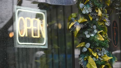 rainy day open sign