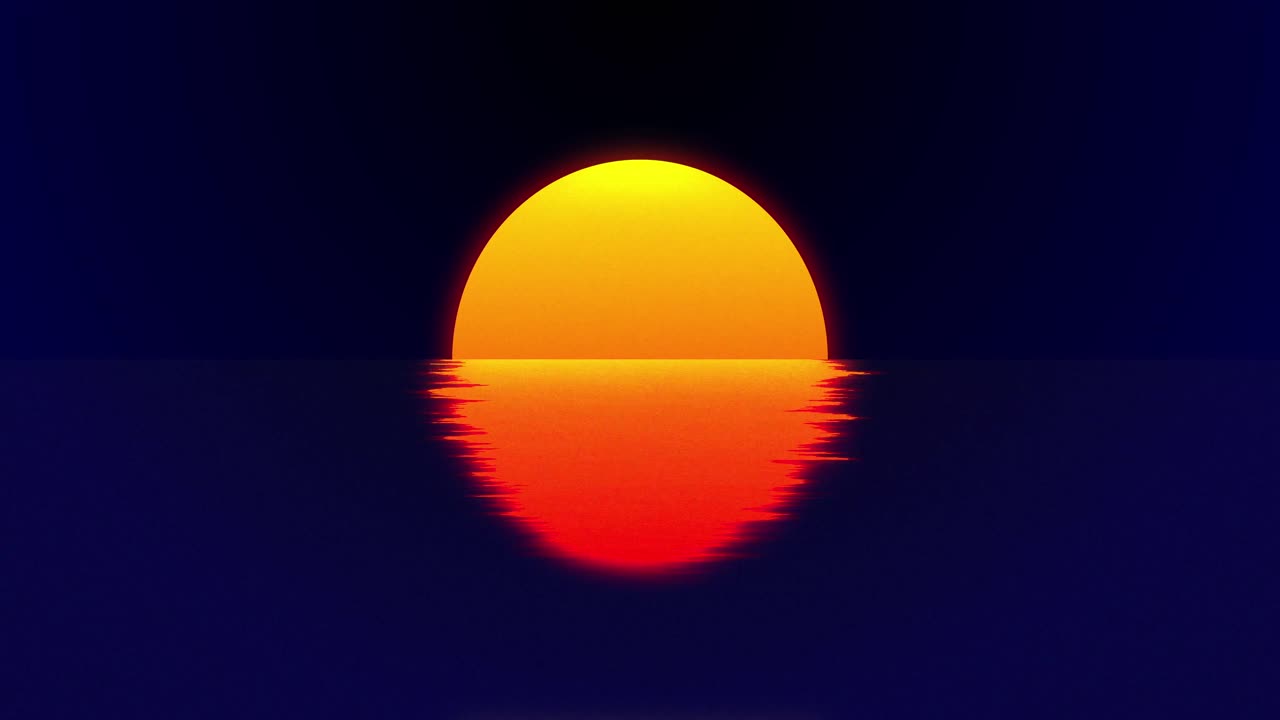 animación del sol sobre el agua sobre un fondo negro