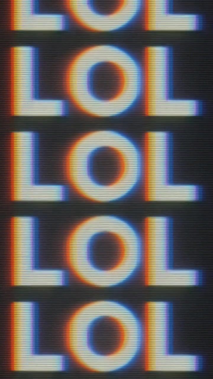 Animated LOL Text with Glitch and Chromatic Aberration Effect