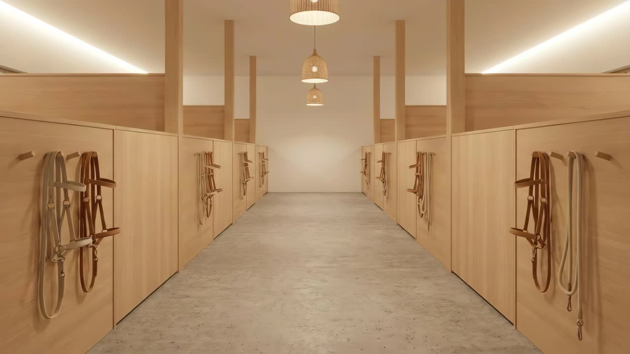 Interno di una stalla per cavalli