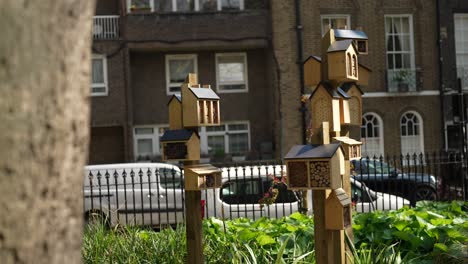 Slow-motion-shot-of-bees-house