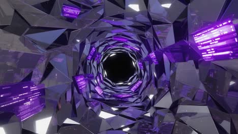 abstract futuristic purple and black geometric tunnel