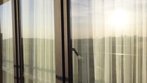 window with curtains and reflections