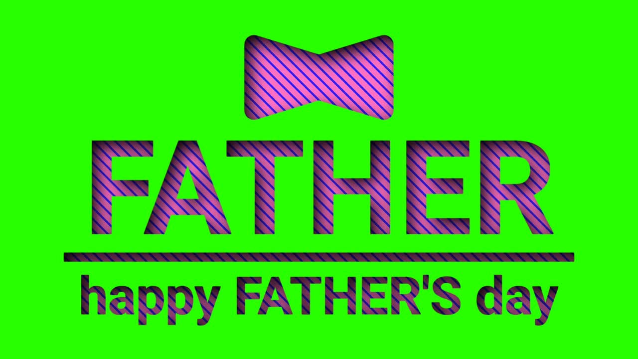 Father's day word line animation isolated on green screen with stripes effect. Seamless background for father's day