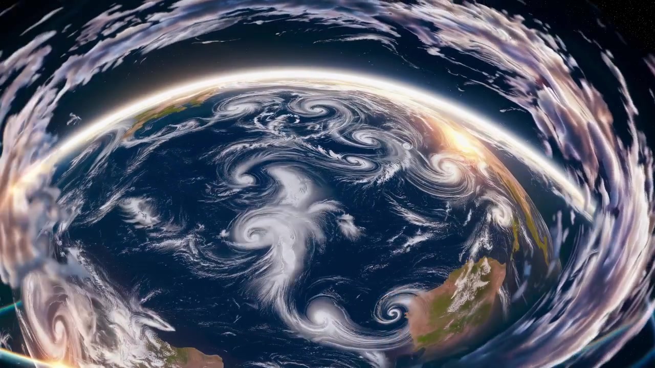 Cinematic View of Earth from Space with Swirling Cloud Formations