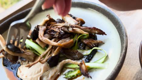 appetizer dish mushroom mayo hoisin sauce dip