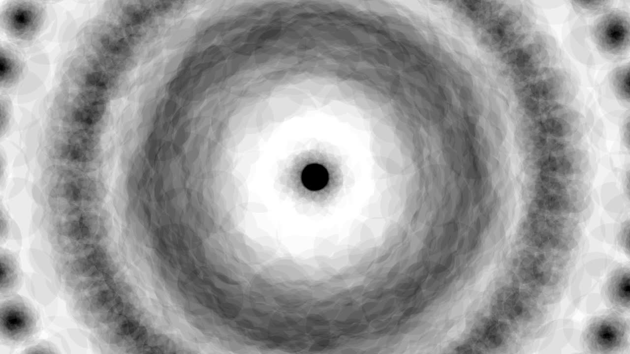 추상적인 고립된 흐릿한 검은색과 색의 불빛과 보케가 회전합니다. 반이는 원형 점 모션 3d 애니메이션.