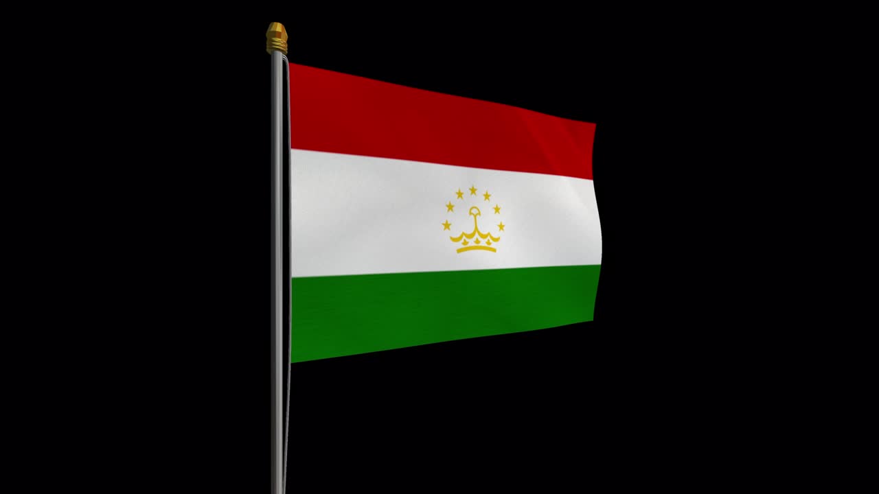 Loop video of Tajikistan flag  fluttering in the wind, slow motion video of 4k , With Alpha channel
