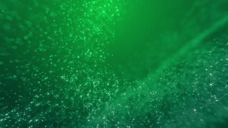 glowing paerticle flying space background green