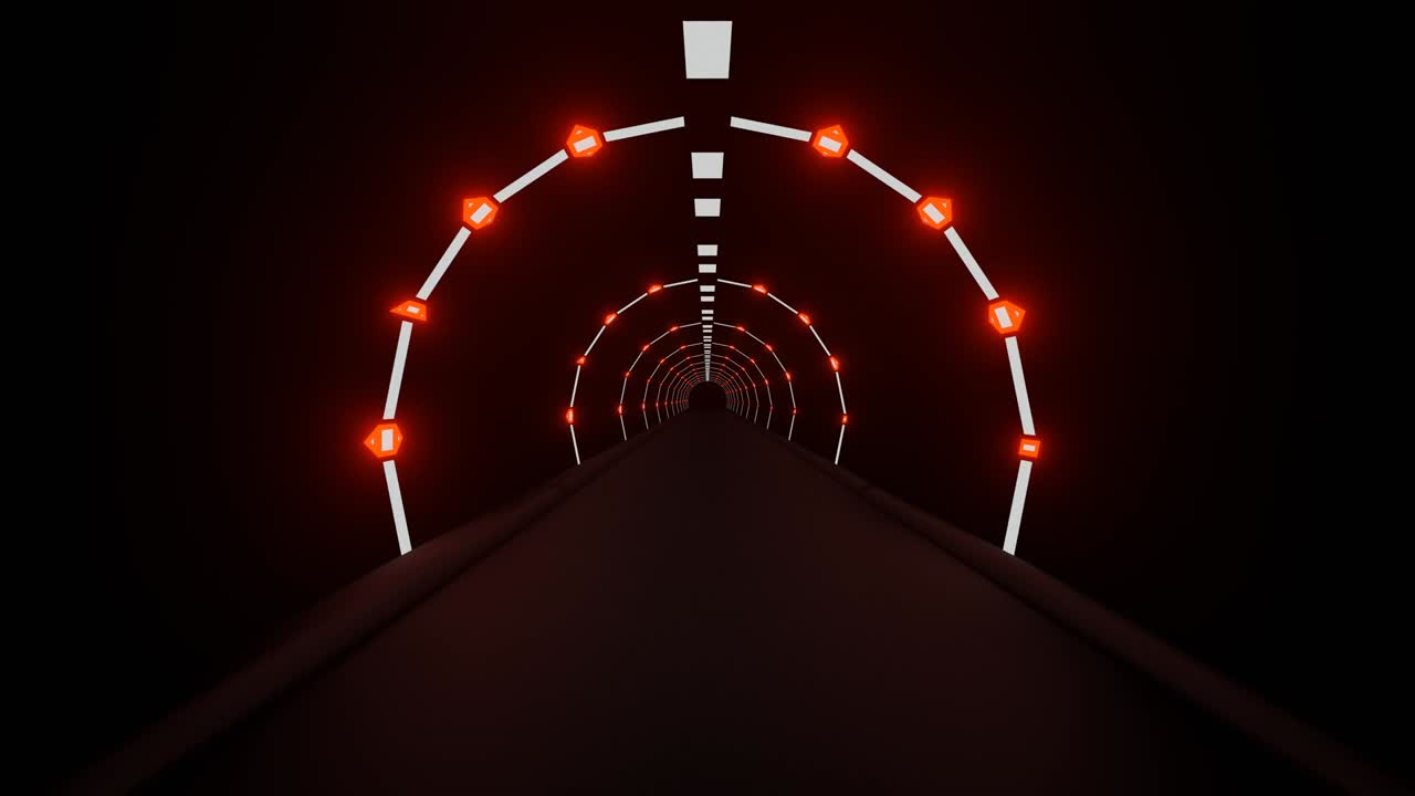 아름다운 터널에서 끝없는 비행.