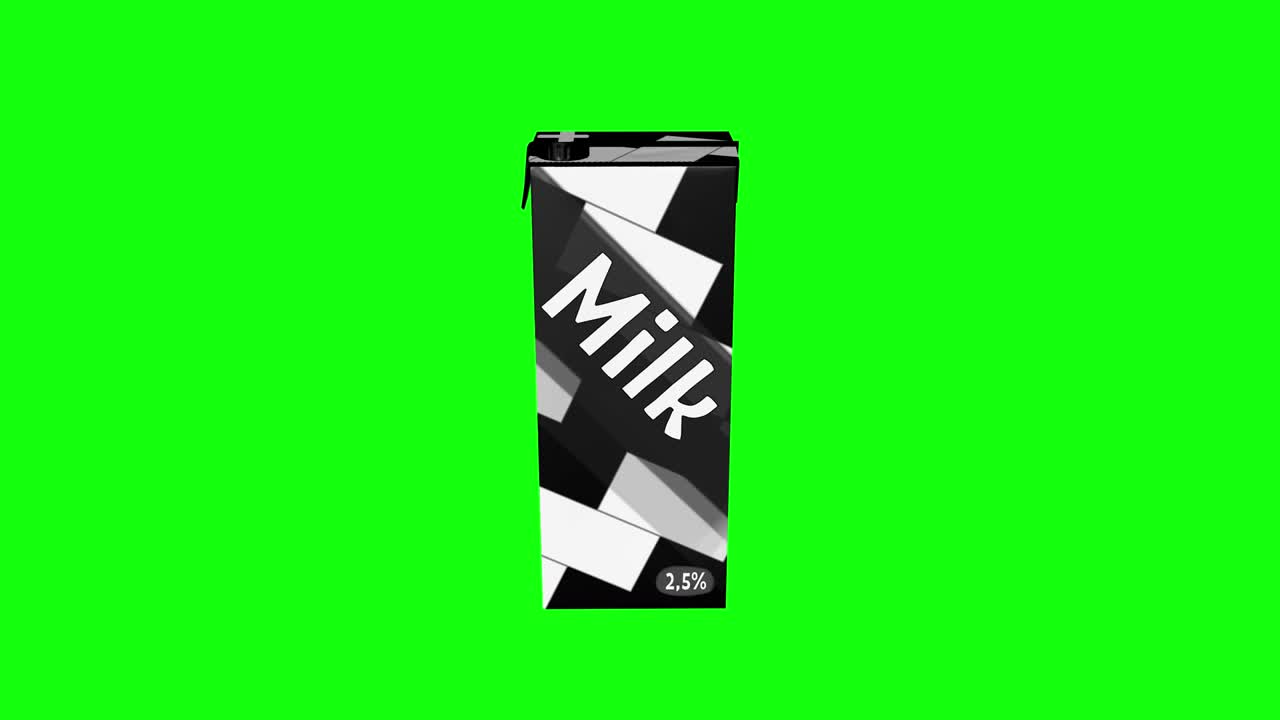 8 animations milk carton box green screen 3d packaging chroma key