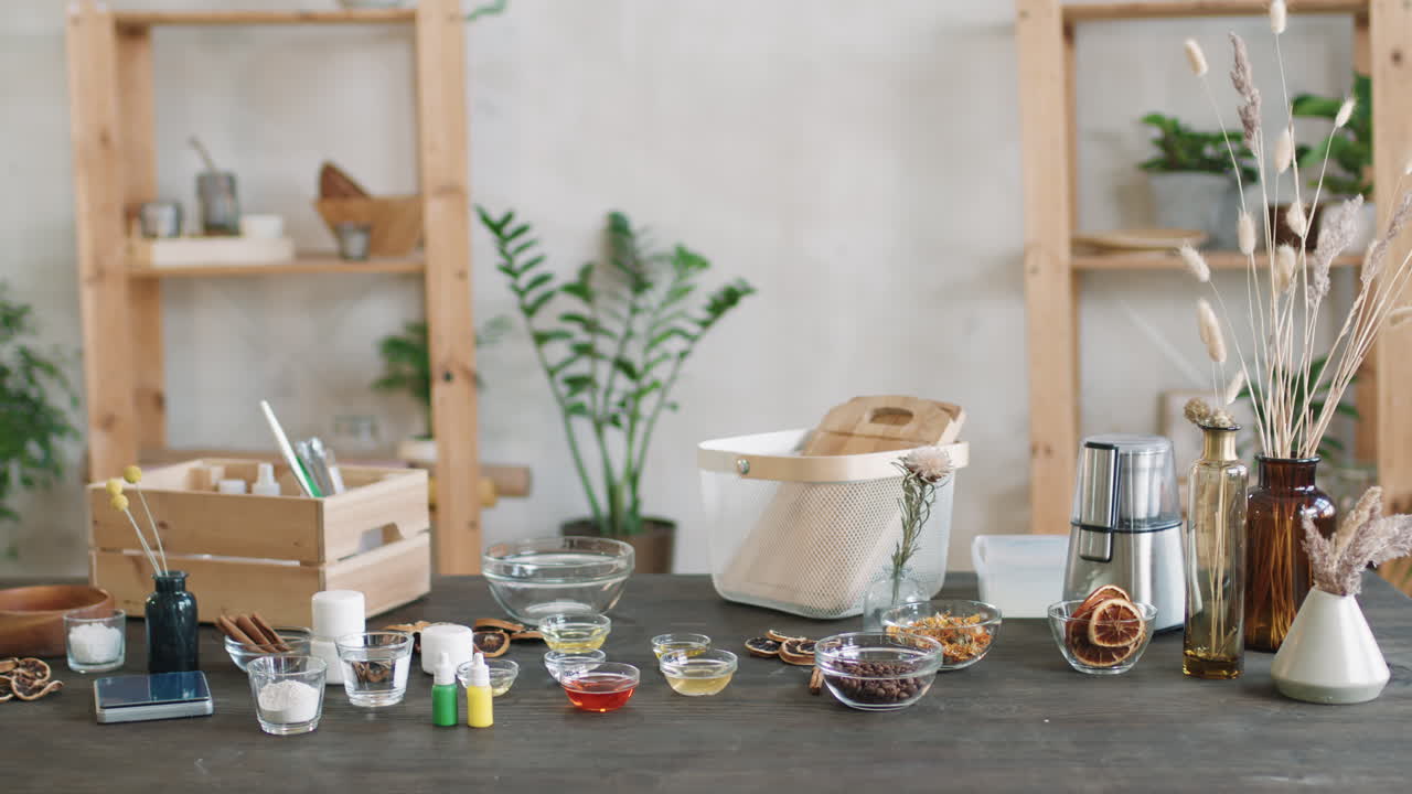 Table With Ingredients For DIY Natural Soap