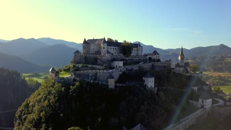 aerial drone footage of hochosterwitz castle