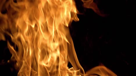 Flames-of-fire-on-black-background-in-slow-motion