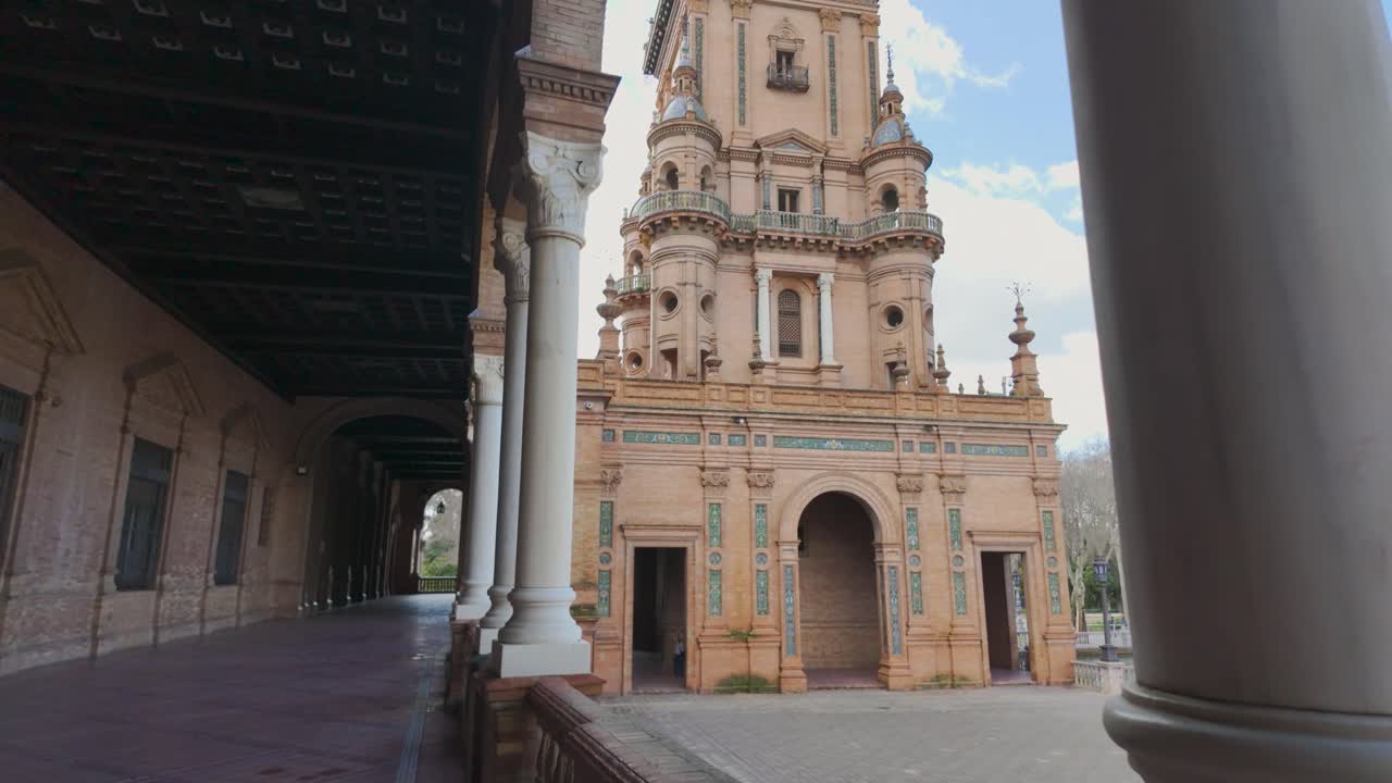 Beautiful architecture and scenic view of Plaza de España in Seville, Spain