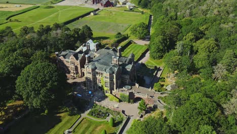 tudor architecture of tjoloholm castle in tjolaholms slott, kungsbacka fjord, sweden