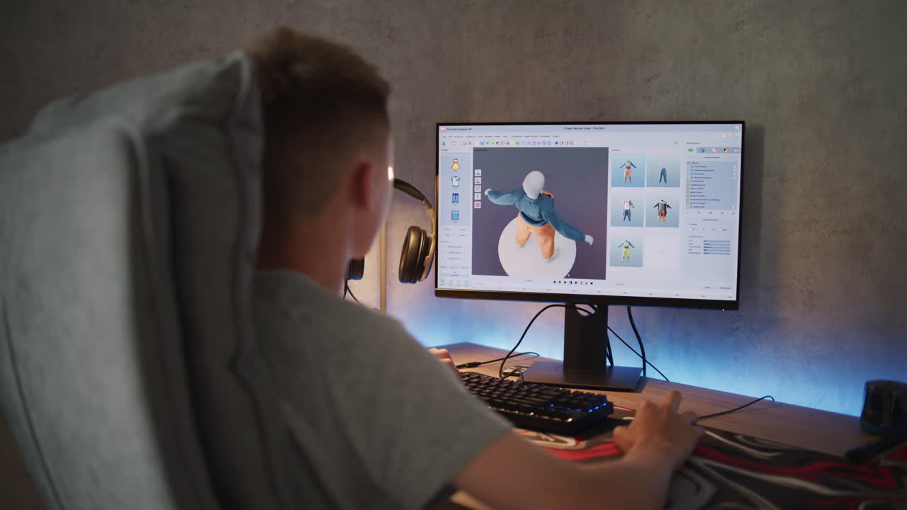 Teenager Designing Clothing on Computer