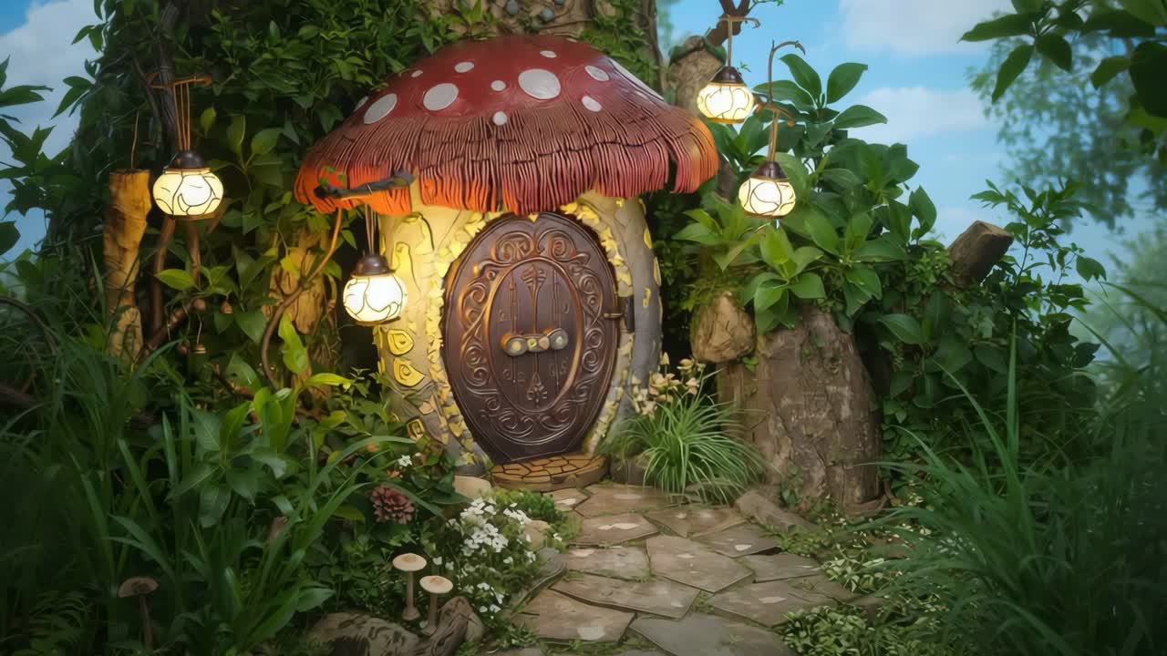 Enchanted Mushroom House in a Magical Forest