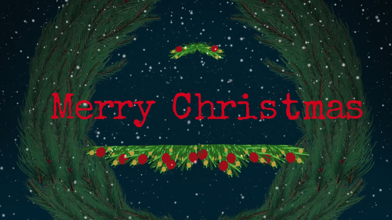 크리스마스 시즌의 인사를 장식하고 눈이 내리는 애니메이션