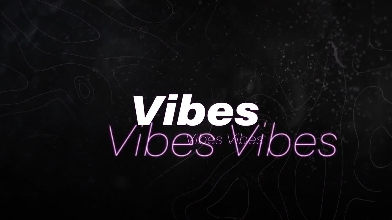 Animation des Wortes „Vibes“ in Weiß und mit grünem Umriss, das sich auf schwarzem Hintergrund bewegt.