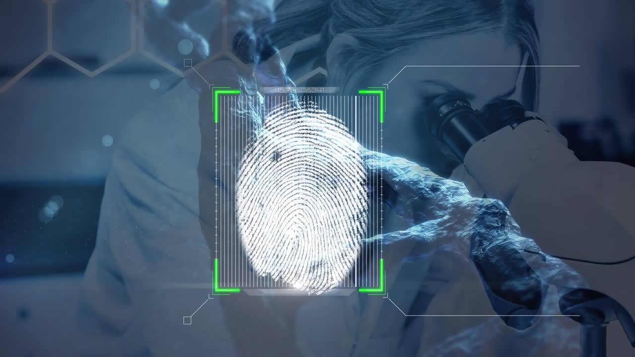 animación del procesamiento de datos científicos sobre una científica caucásica