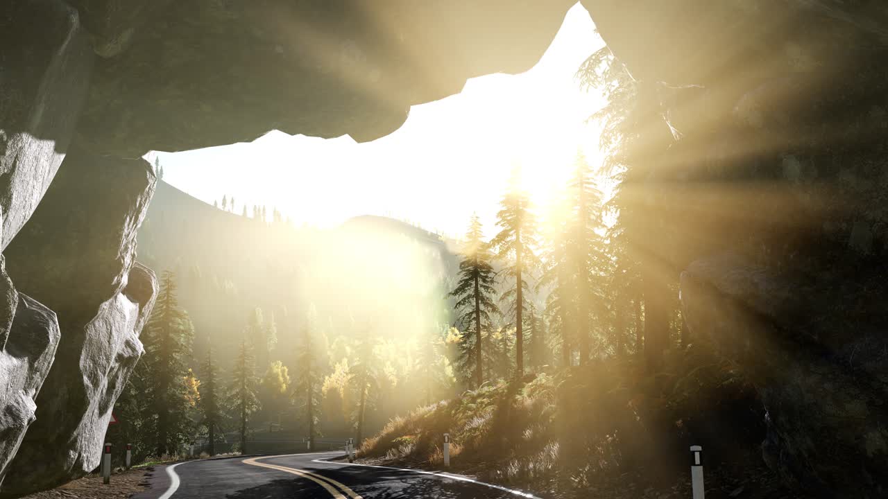 산 속 의 바위 로운 도로