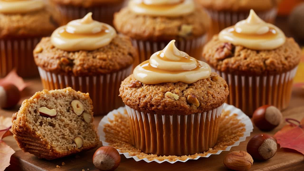 Hazelnut and Walnut Cupcakes with Caramel Frosting