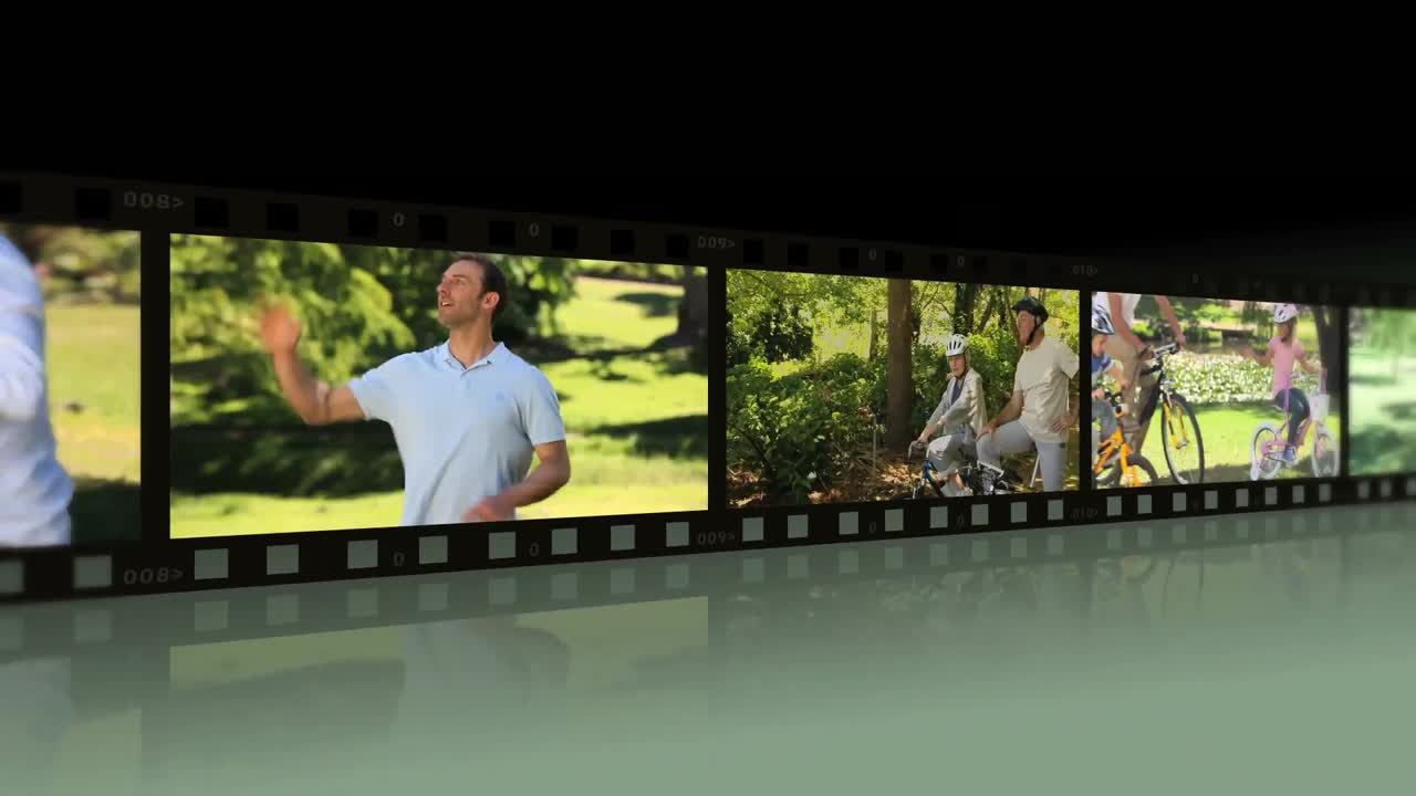 함께 놀고 즐기는 부부와 가족의 몽타지