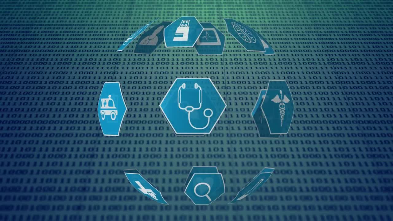 Medical icons and binary codes