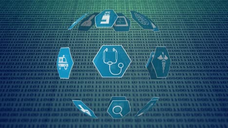 iconos médicos y códigos binarios