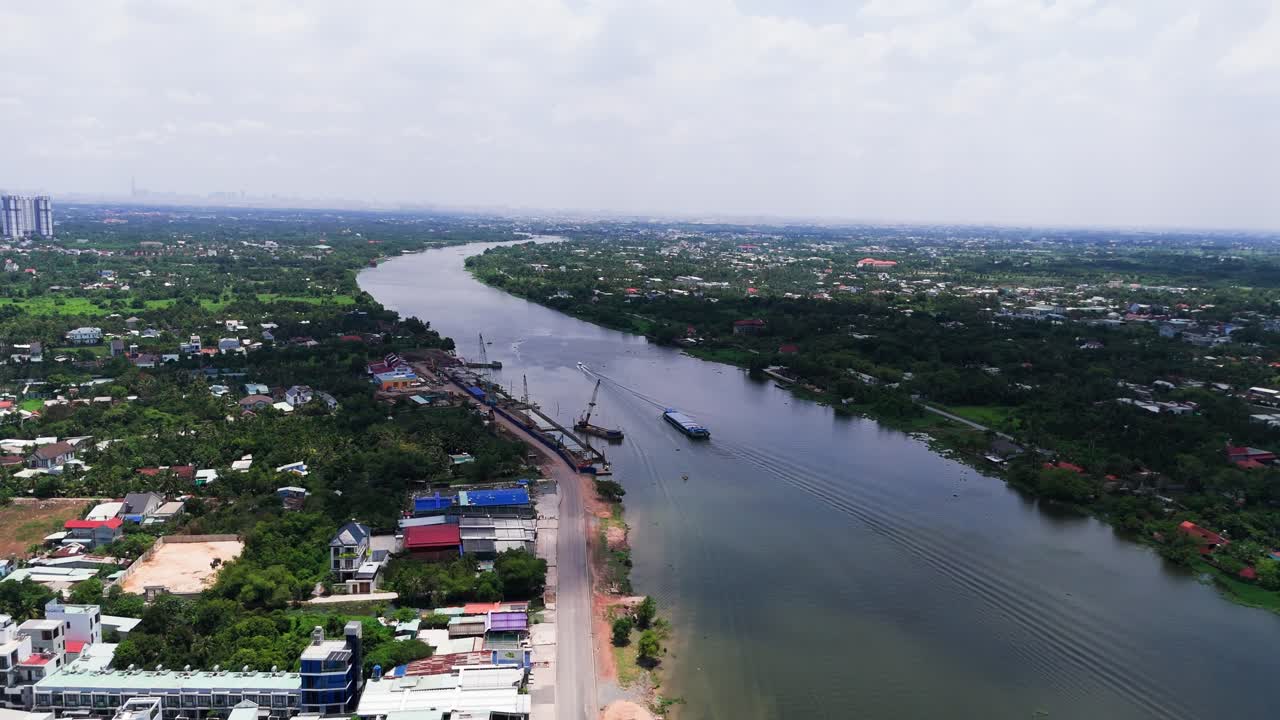 Aerial View of the Boat in the River.