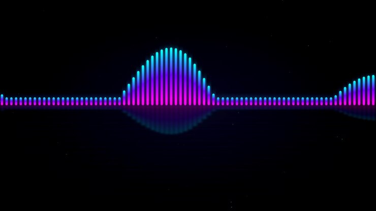 Neon Audio Waveform Visualizer Pulsing on Black Background