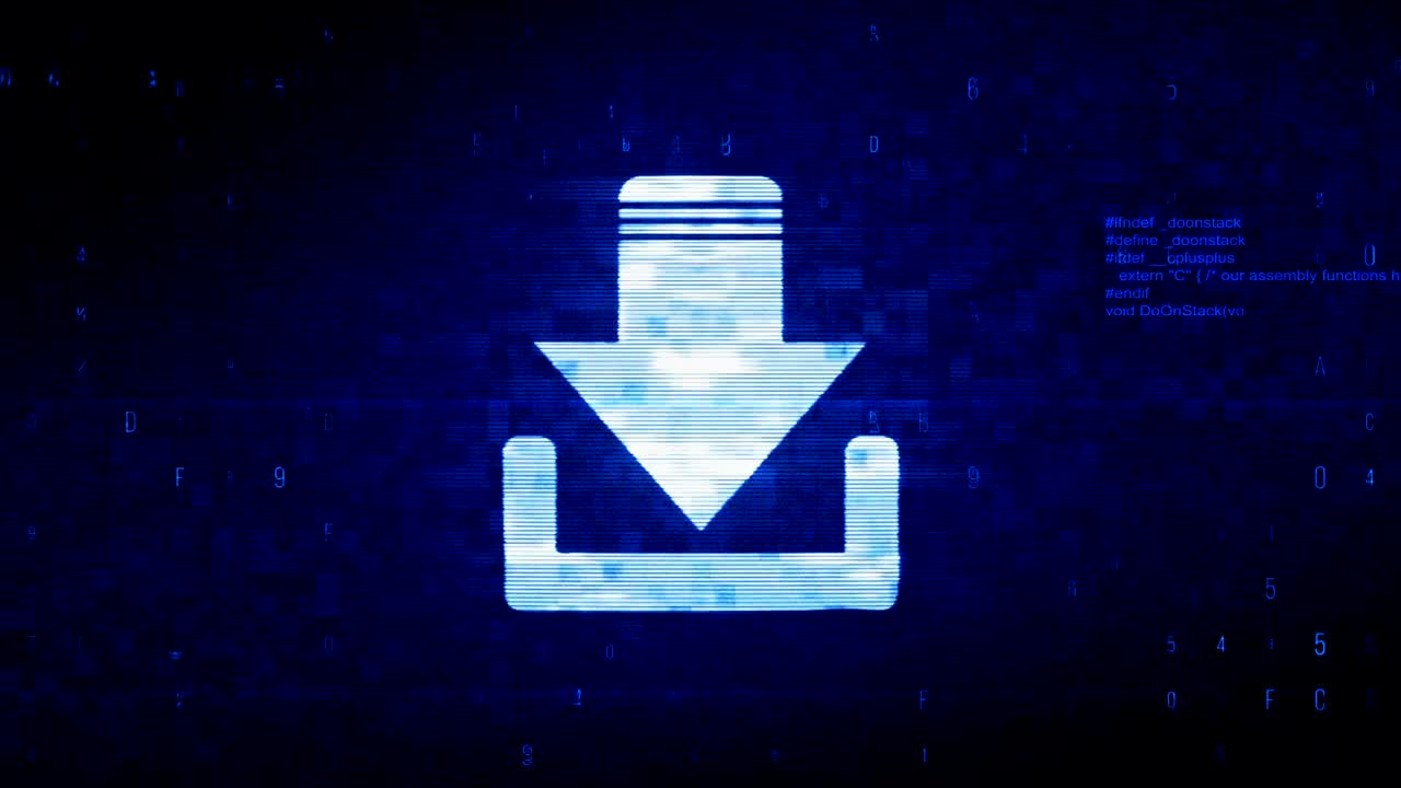 Cloud Computing, Download, Storage Symbol Digital Pixel Noise Error Animation.