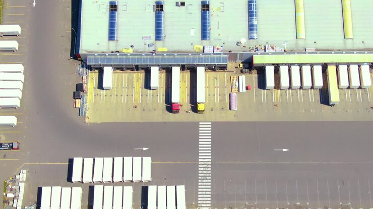 Aerial view of goods warehouse