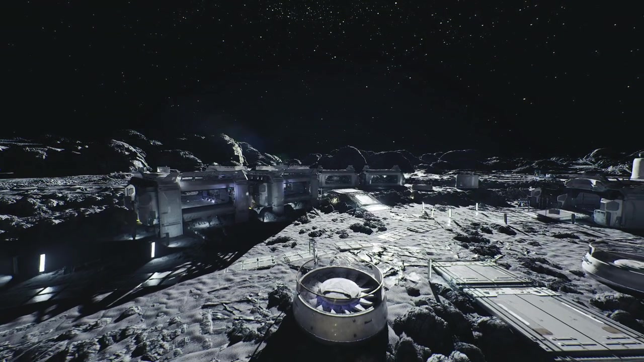 Spacebased processing station with conveyor belts and illuminated sections