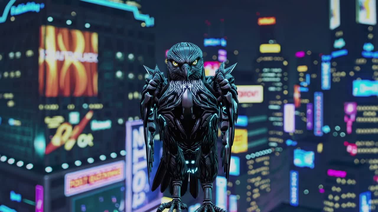 Cyberpunk Owl in a Neon City