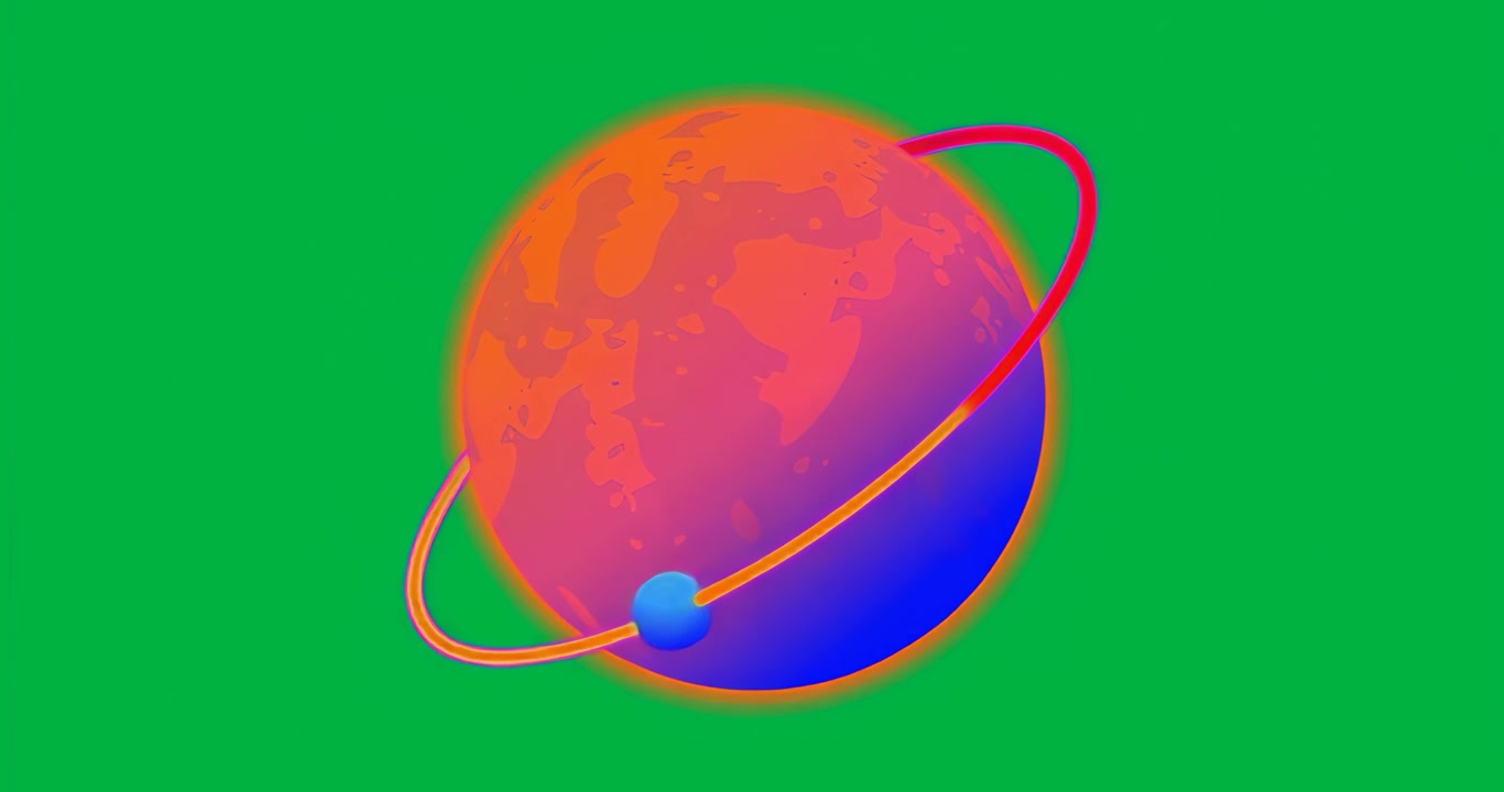 Upon appearing gradient-rimmed planet on transparent backdrop satellite orbiting ring showing orbit