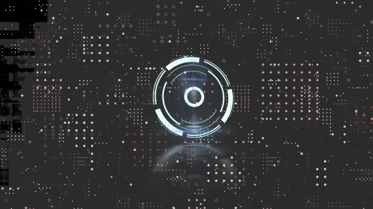 animación de la exploración del alcance sobre filas de puntos blancos sobre fondo negro