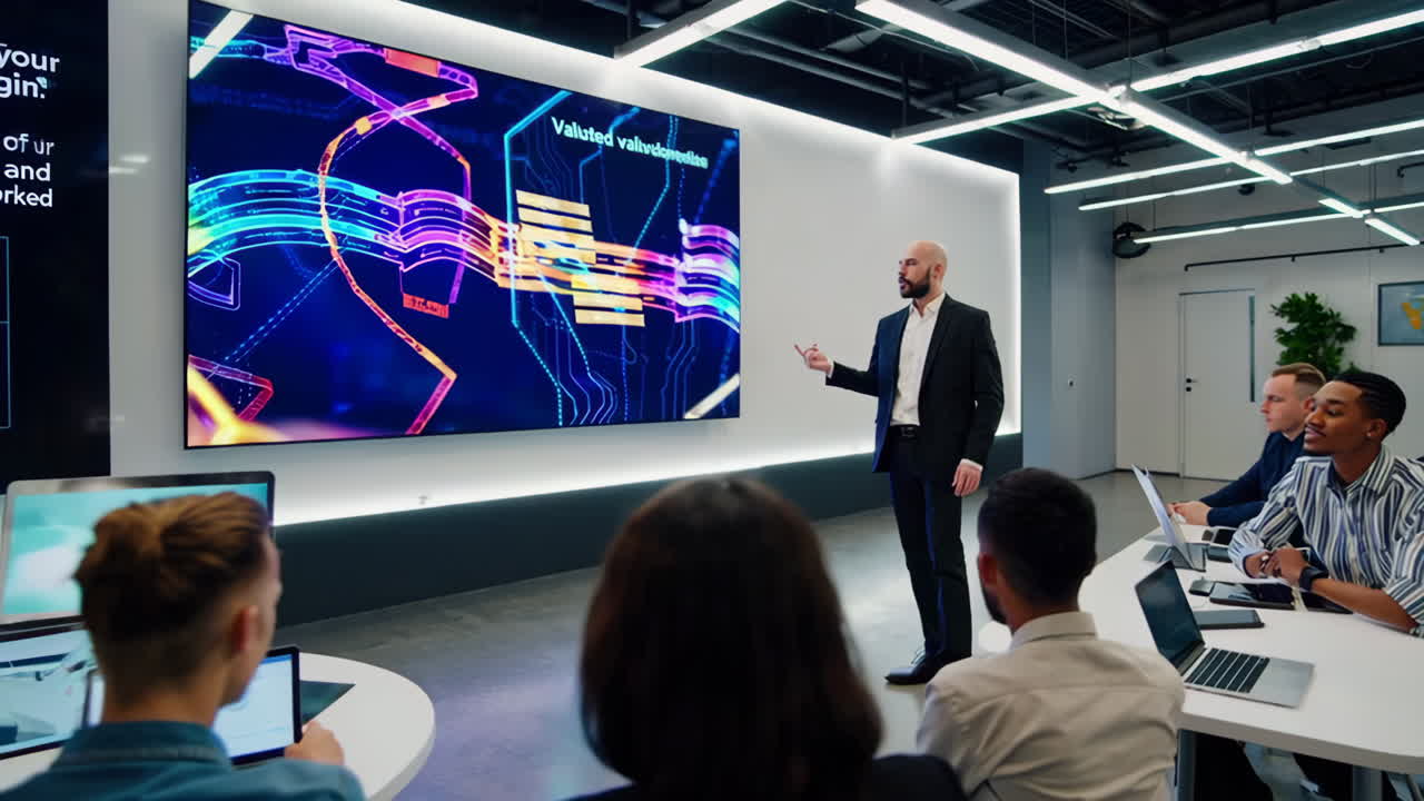 presentación de negocios en la oficina moderna