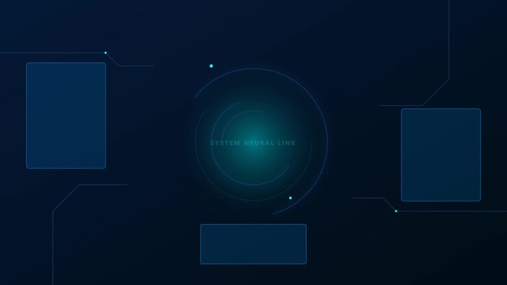 Antarmuka Digital Futuristik dengan Teks Tautan Saraf Sistem