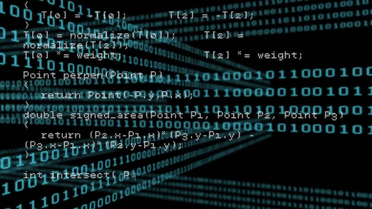 animación del procesamiento de datos a través de la computación de codificación binaria