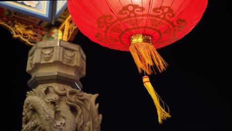 chinese red lantern with tassel hang at temple